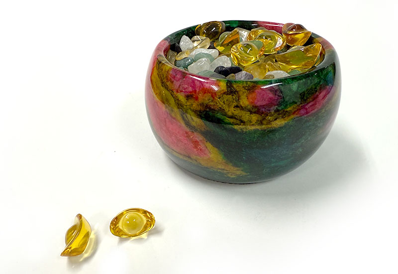 金彩藝石5x3聚寶盆(含水晶元寶)